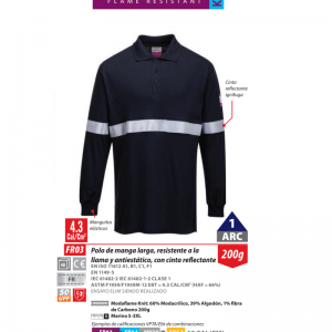 Polo ignífugo manga larga Portwest Modaflame®.FR03