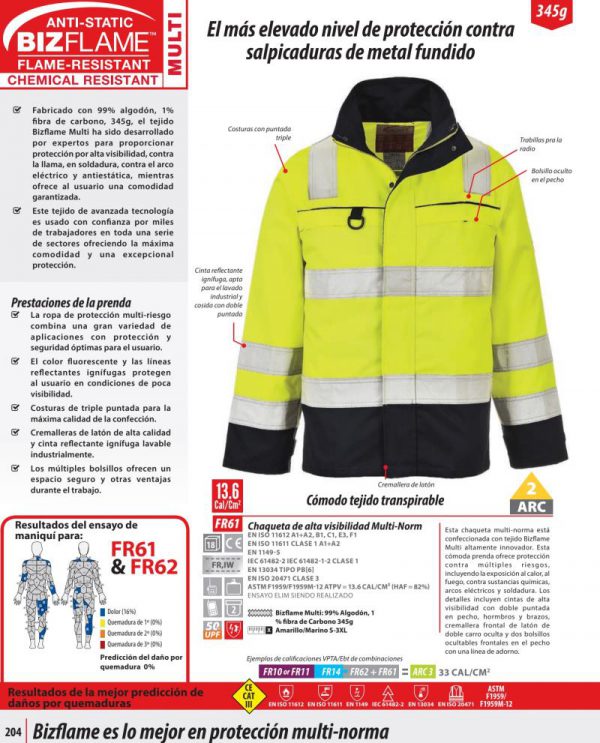 Chaqueta alta visibilidad Portwest Multi-Norm®.FR61