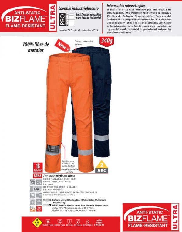 Pantalón Portwest BizFlame Ultra® multi-riesgo.FR66