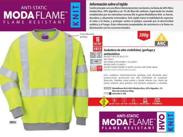 Sudadera alta visibilidad Portwest  ModaFlame®.FR72