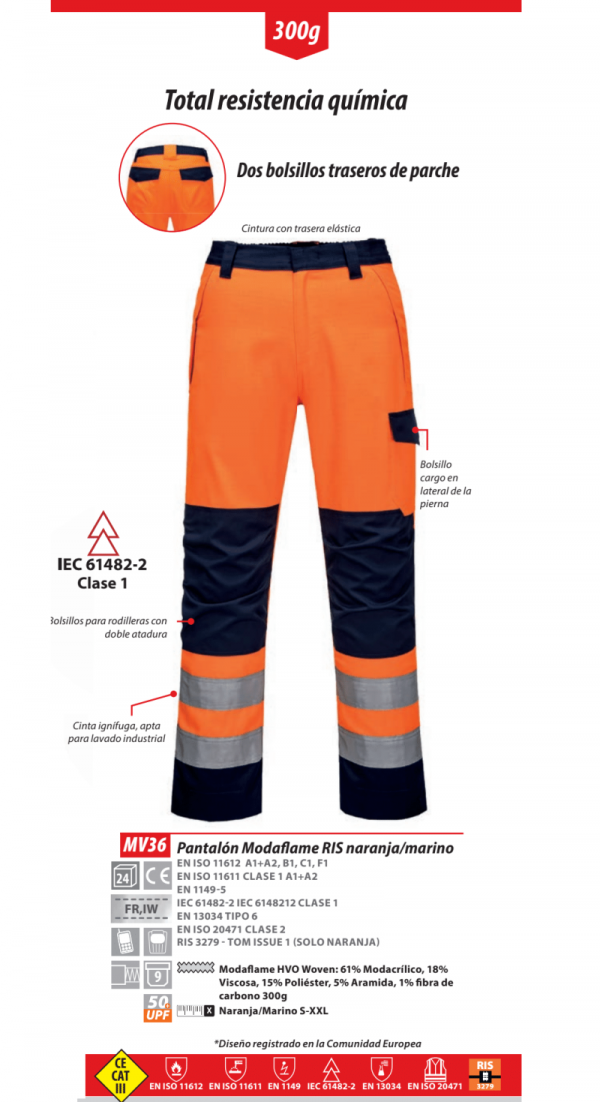 Pantalón Portwest Modaflame RIS®.MV36