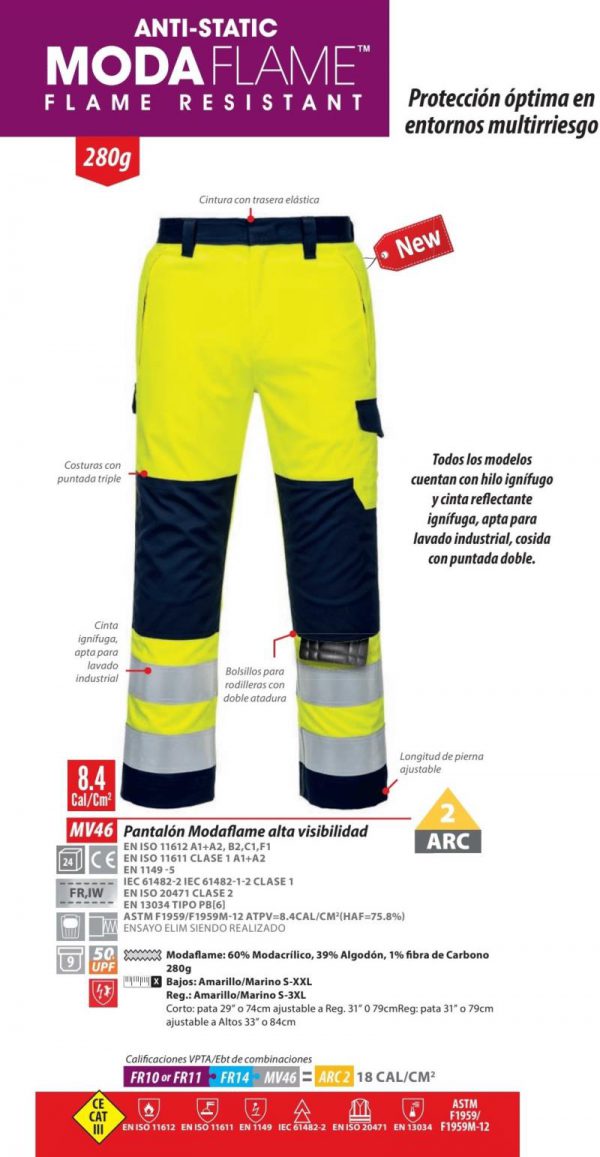 Pantalón alta visibilidad Portwest Modaflame®.MV46