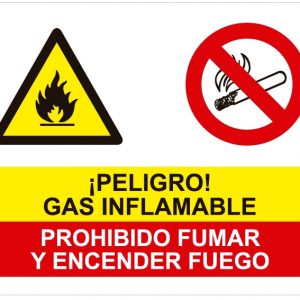 Peligro gas inflamable prohibido fumar encender fuego.SCR-1010