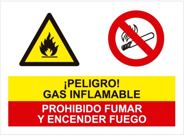 Peligro gas inflamable prohibido fumar encender fuego.SCR-1010