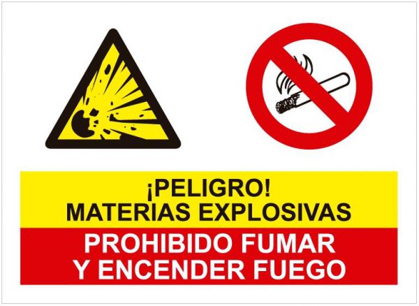 Peligro materias explosivas prohibido fumar encender fuego.SCR-1020