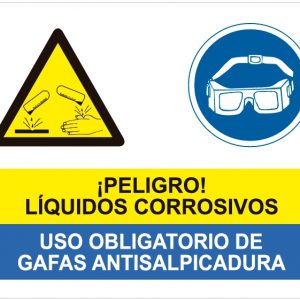 Peligro corrosivos uso obligatorio gafas antisalpicadura.SCR-2035