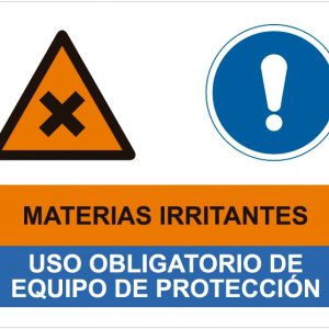 Peligro materias irritantes uso obligatorio equipo de protección.SCR-2045