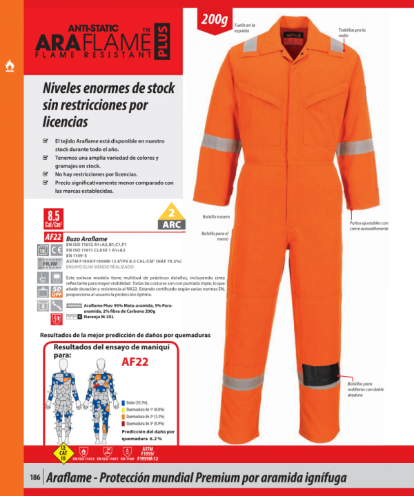 Buzo de protección Portwest Araflame®.AF22