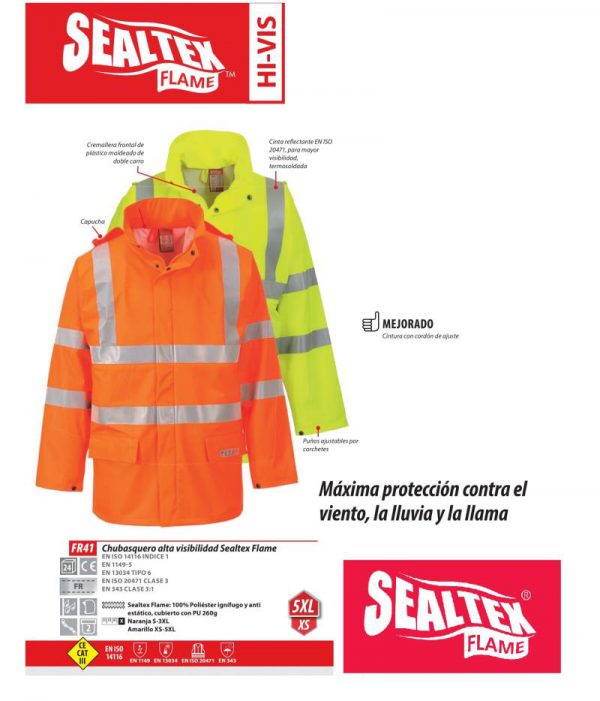 Chubasquero Portwest Sealtex Flame® multi-protección.FR41