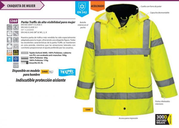 Parka Portwest® alta visibilidad traffic mujer.S360